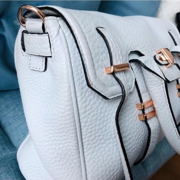 rebecca minkoff white and rose gold jules satchel bag - Picture 6 of 10